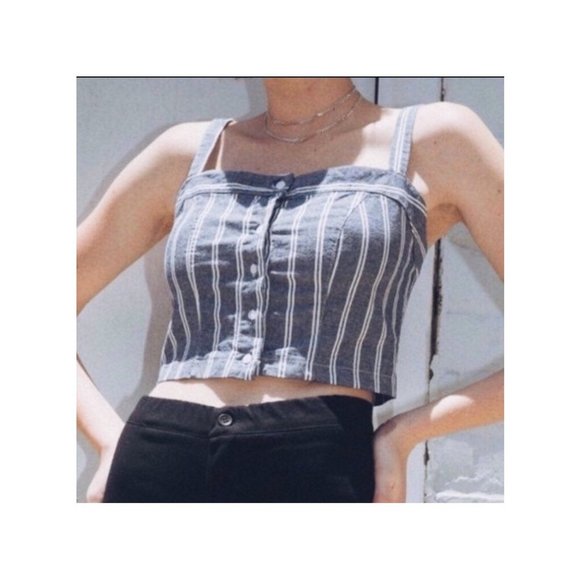 Brandy Melville Tops - Brandy Melville Blue&White Stripped Button Tank